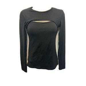 ALGALAROUND Womens Cutout Top Knit Stretch Bodycon Black Size Small NEW A7